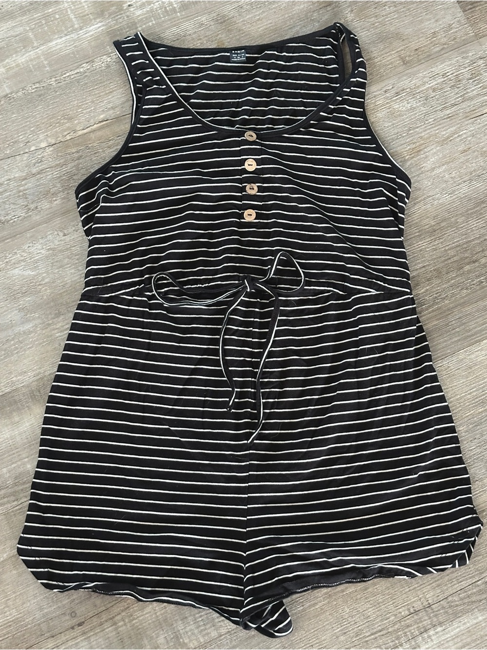 Maternity: Striped Black and White Kids One-Piece Romper